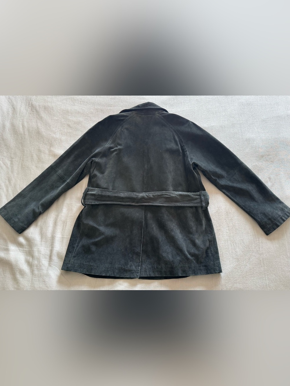 Vintage 90s Margaret Godfrey Black Leather Belted Jacket M - Picture 4 of 7